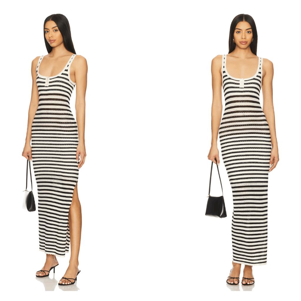 Amanda Uprichard Seine Dress In Black & Cream Small $282